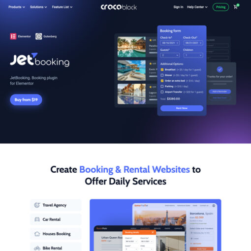 WordPress booking plugin for Elementor and Gutenberg — JetBooking Crocoblock