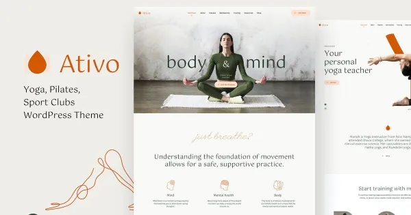 Ativo – Pilates Yoga WordPress Elementor Pro Theme Nulled