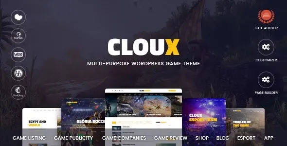 Cloux Game Gaming WordPress Theme Free Download