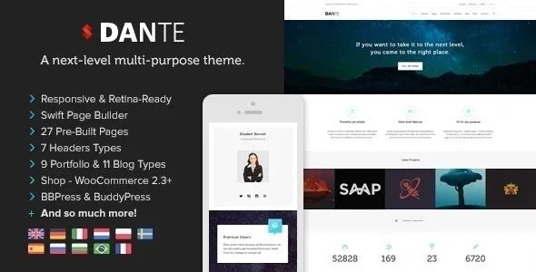 Dante – Responsive Multi Purpose WordPress Theme Nulled