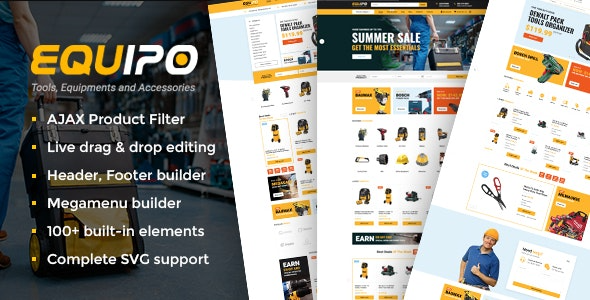 Equipo Parts And Tools WordPress WooCommerce Theme Nulled
