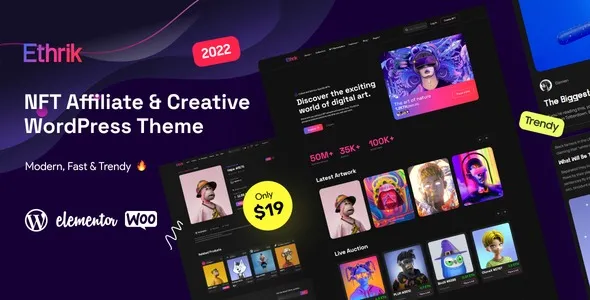 Ethrik Creative NFT Affiliate WordPress Theme Nulled