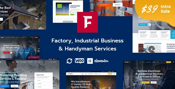 Fortis Factory Industrial Business Handyman Services WordPress Theme Nulled