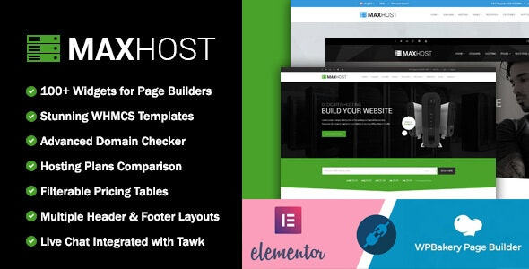 MaxHost Web Hosting WHMCS and Corporate Business WordPress Theme with WooCommerce Nulled