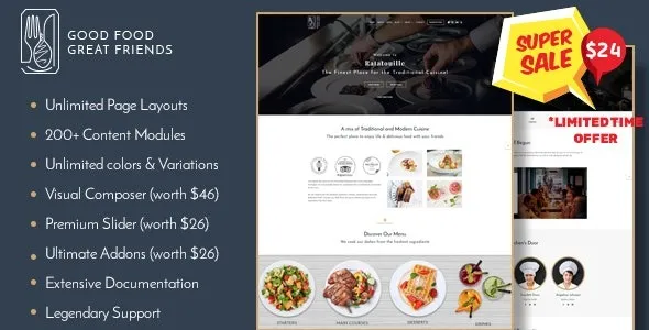Ratatouille Nulled Restaurant WordPress Theme 1