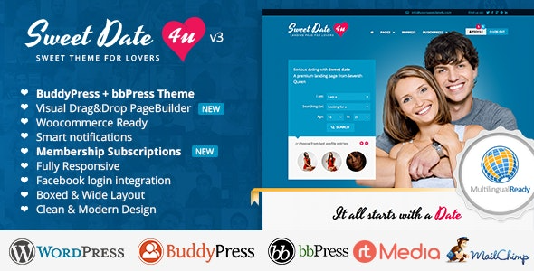 Sweet Date More than a Wordpress Dating Theme Nulled