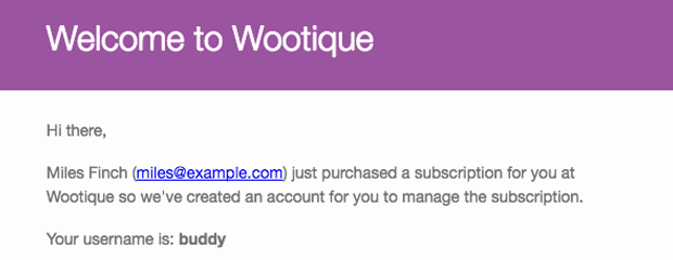 gifted subscription welcome email