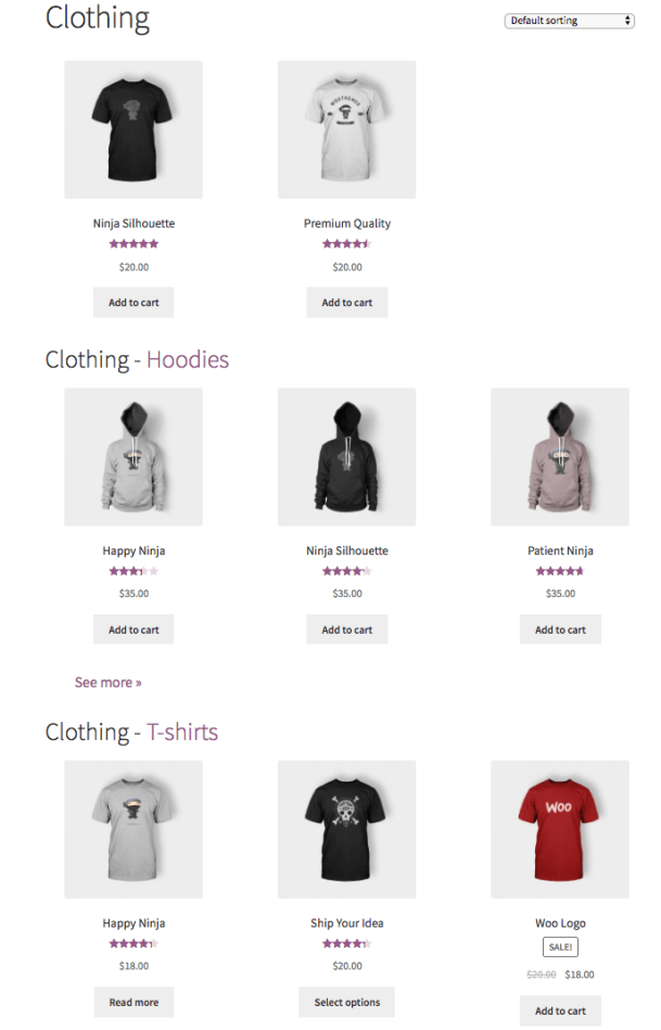 woocommerce nested category layout category page