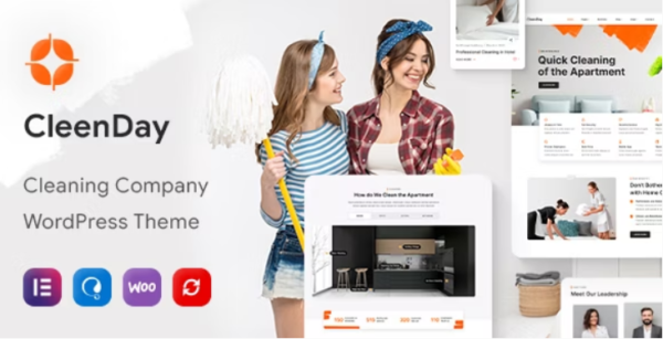 CleenDay Nulled Cleaning Company WordPress Theme Free Download 600x307 1