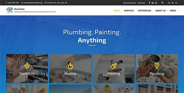 BlueCollar Handyman Renovation Business WordPress Theme Nulled