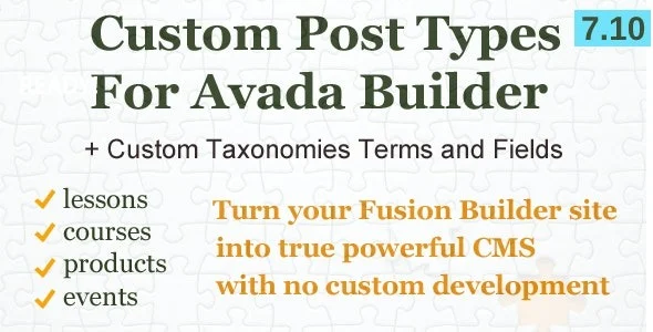 Custom Post Types, Taxonomies and Fields for Avada Builde
