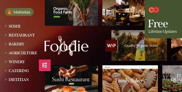 Foodie Food Wine Elementor Multiskin WordPress Theme Nulled