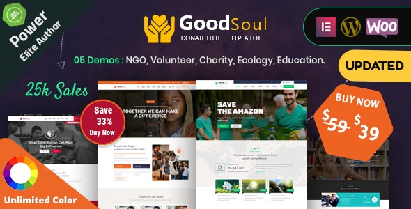 GoodSoul Charity Fundraising WordPress Theme Nulled