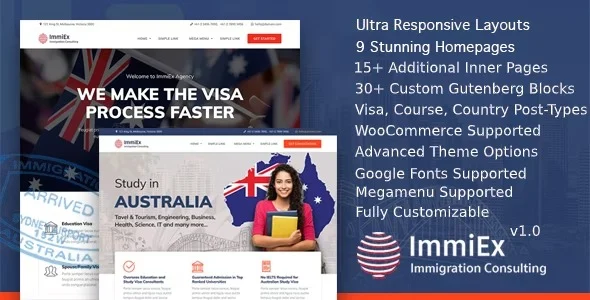 ImmiEx - Immigration law, Visa services support, Migration Agent Consulting, WordPress Business Theme