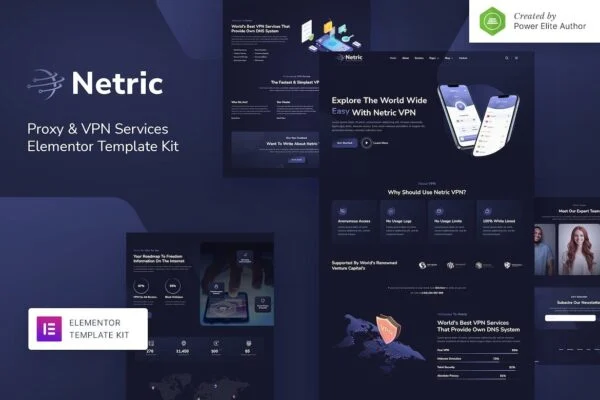 Netric Proxy and VPN Services Elementor Template Kit