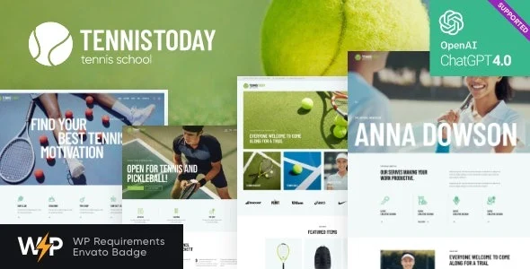 Tennis Today Sport School Events WordPress Theme Nulled