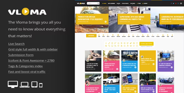 Vloma Grid A Responsive WordPress Video Blog Theme Free Download