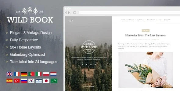 Wild Book – Vintage, Elegant & Summer WordPress Personal Blog Theme