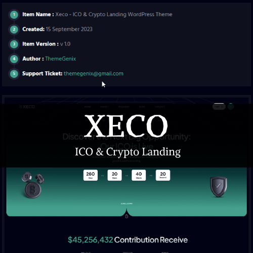 Xeco ICO & Crypto Landing WordPress Theme