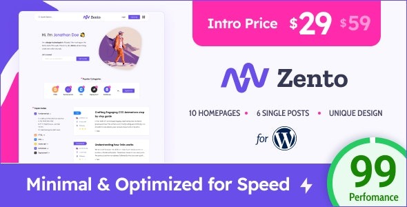 Zento Modern and Lightweight Blog for WordPress