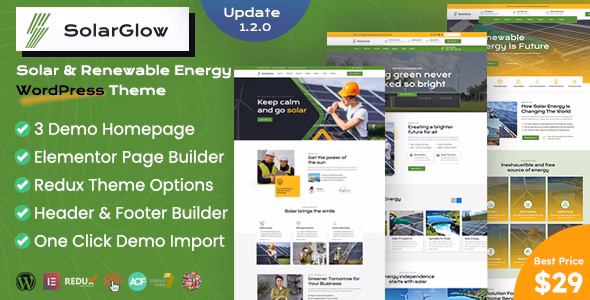 Solarglow Solar and Renewable Energy WordPress Theme